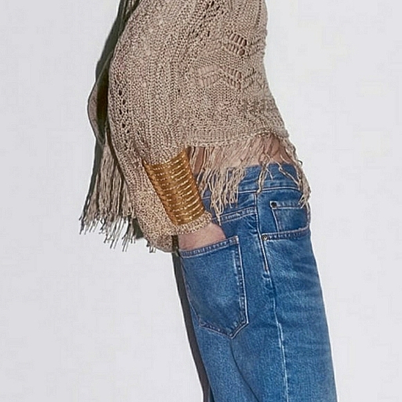 NWT Limited Edition Zara Gold Textured Cuff Bracelet Bohemian Hippie Festival - Picture 6 of 11